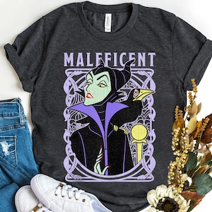 Vintage Disney Villains Sleeping Beauty Maleficent Old School Poster Shirt, Unisex T-shirt Family Birthday Gift Adult Kid Toddler Tee