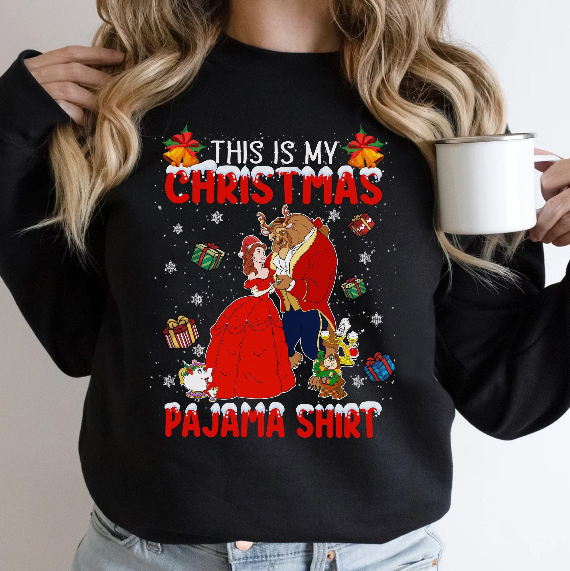 Discover Beauty and The Beast Characters This Is My Christmas Pajama Sweatshirt