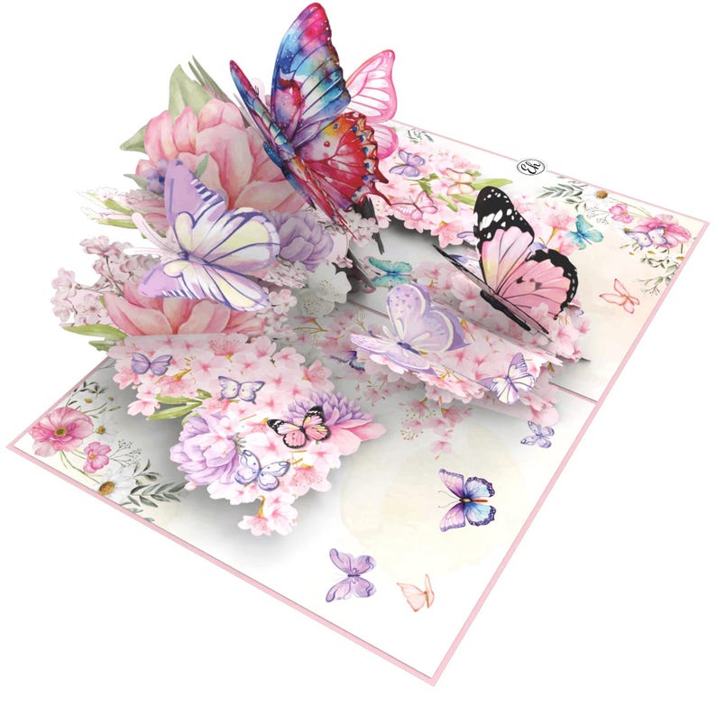 3D Butterfly Flower Pop up Greeting Card, Beautiful Floral Popup Card ...