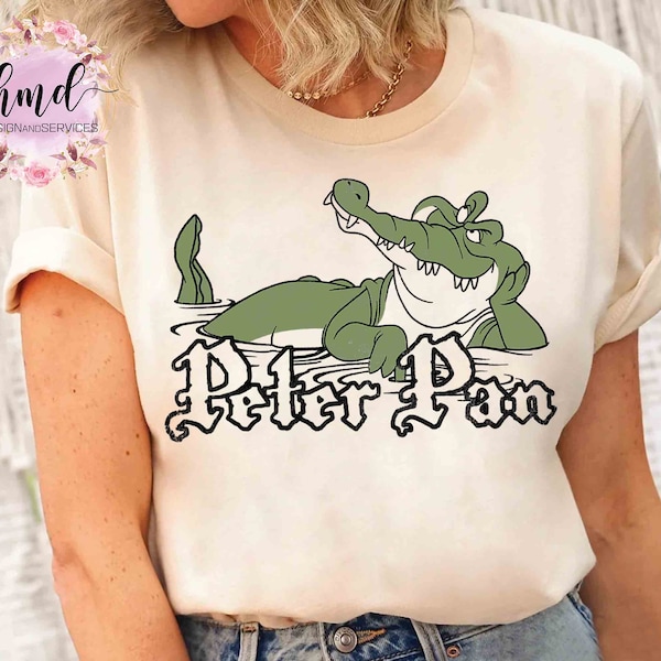 Funny Tick-Tock The Crocodile Portrait T-Shirt, Disney Peter Pan Captain Hook Tee, WDW Magic Kingdom Disneyland Family Vacation Holiday Gift