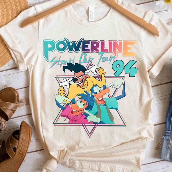 Disney Retro 90s A Goofy Movie Powerline Stand Out Tour 94 Shirt, WDW Magic Kingdom Holiday  Unisex T-shirt Family Birthday Gift Adult Tee