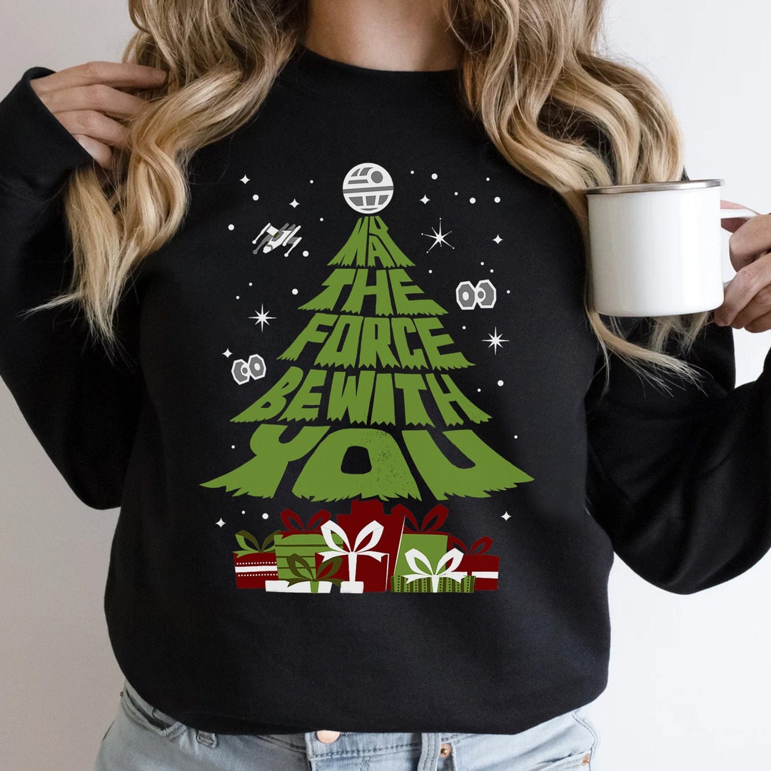 May the Force Be With You Christmas Tree Tshirt, Funny Disney Star