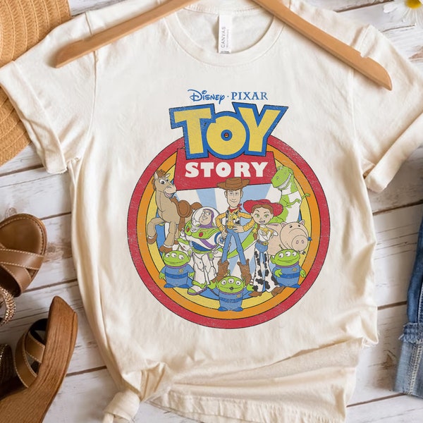 Retro Disney Pixar Toy Story Vintage Circle Portrait Logo Shirt, camiseta unisex Family Birthday Gift Adult Kid Toddler Comfort Colors Tee