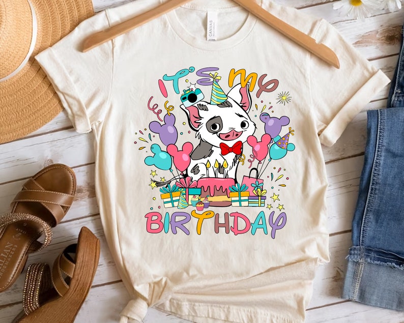 Disney Moana Characters Pua Pig Custom Presents It's My Birthday Shirt, Magic Kingdom Trip Unisex T-shirt Family Gift Adult Kid Toddler Tee image 3