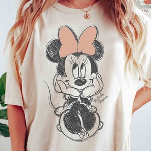 Disney Minnie Mouse Classic Sketch T-shirt portrait vintage mignon, tee-shirt Mickey et ses amis, WDW Magic Kingdom Disneyland cadeau de vacances en famille