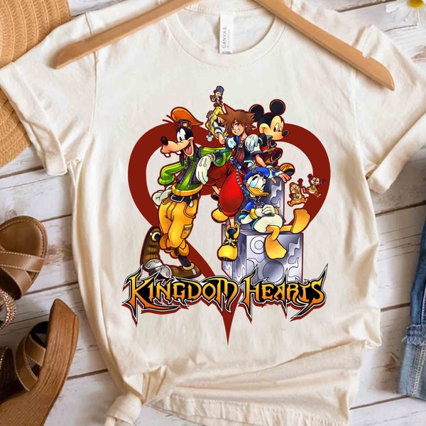 Disney Kingdom Hearts Mickey Goofy Donald Group Heart Shirt, Magic Kingdom Holiday Unisex Tshirt Family Birthday Gift Adult Kid Toddler Tee