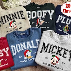 Vintage Disney Mickey and Friends Characters Christmas Custom Sweatshirt, Mickey's Very Merry Xmas Shirt, Disneyland Holiday Vacation Gift