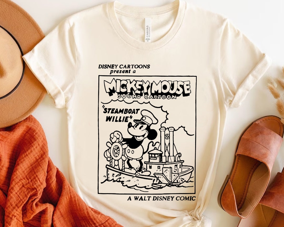 Retro Disney Steamboat Willie Mickey Mouse Sound Cartoon 1928 Vintage Shirt Unisex T shirt Family Birthday Gift Adult Kid Toddler Tee Etsy