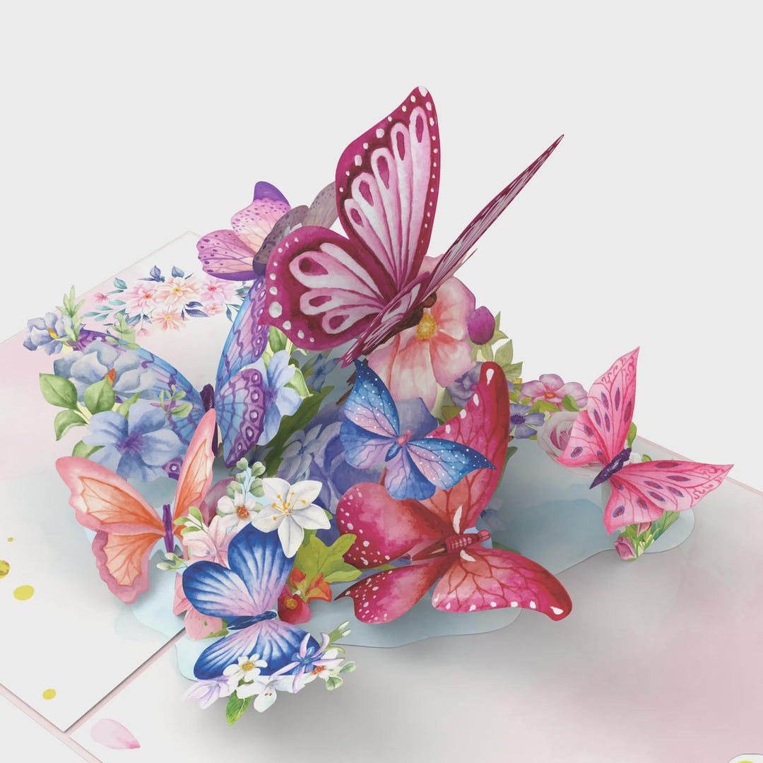 3D Butterfly Flower Pop up Greeting Card, Beautiful Floral Popup Card ...