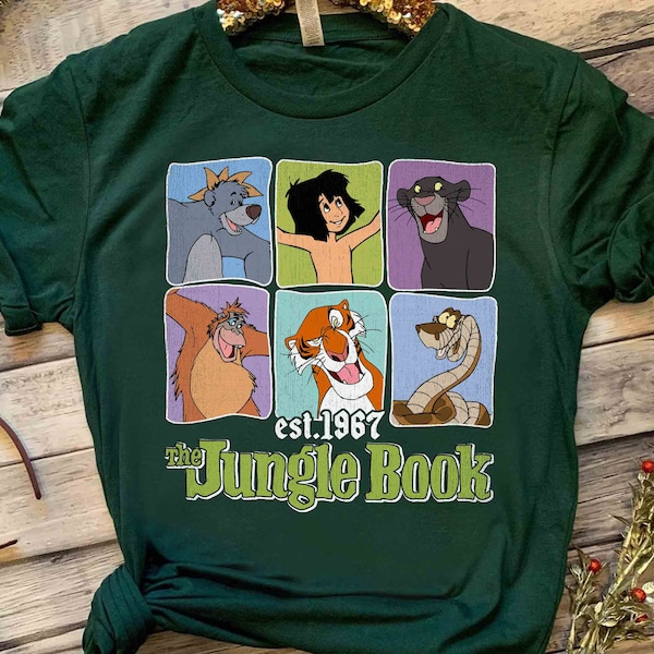Disney Jungle Book Characters Group Shot Retro 1967 Shirt, Magic Kingdom Holiday Unisex T-shirt Family Birthday Gift Adult Kid Toddler Tee