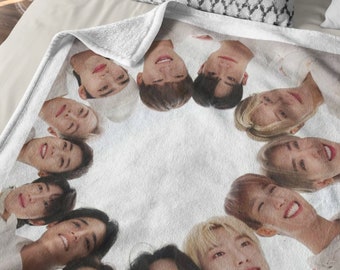 Custom K-Pop Group Velveteen Blanket, SVT Photo Blanket, Gift for Carats Kpop Fans, Follow Tour Blanket, Kpop Blanket #155