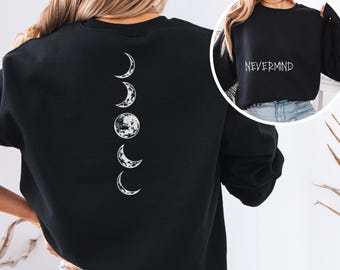 Nevermind en Moon Phase Tattoo sweatshirt met ronde hals #385