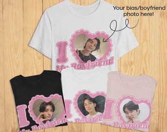 Custom &#39;I Heart My Boyfriend&#39; T-Shirt, Personalized Boyfriend Shirt, K-Pop Bias Tee, Gift for K-Pop Fans #190