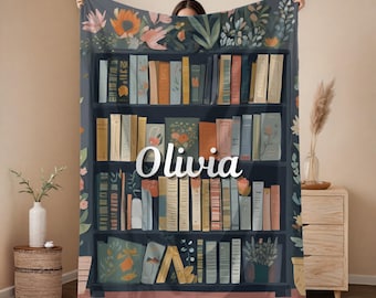 Manta personalizada para biblioteca, manta personalizada para rincón de lectura, regalo para chica lectora, Un capítulo más, manta con nombre para libro, regalo para amante de los libros #236