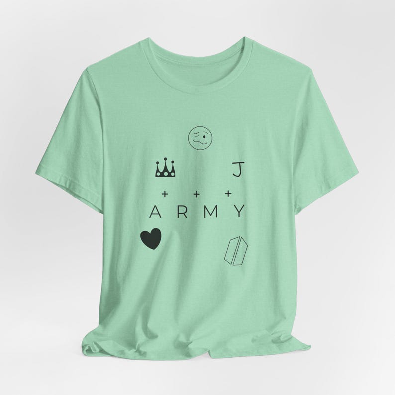 Camiseta con tatuaje de mano de JK, merchandising de la gira mundial de K-Pop, regalo para fans con prejuicios del ejército n.° 338 Heather Mint