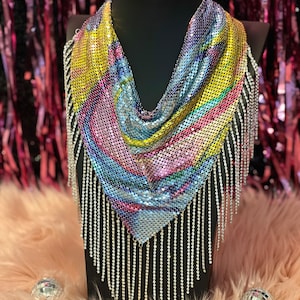 GROOVY Discodana - Bachelorette Party Ideas, Nashville Nights, Country Concerts! Rhinestone Fringe Bandana, Denim and rhinestones