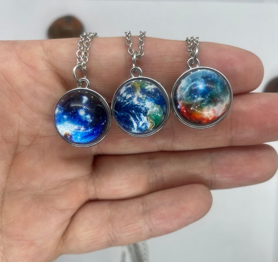 Space glass necklaces