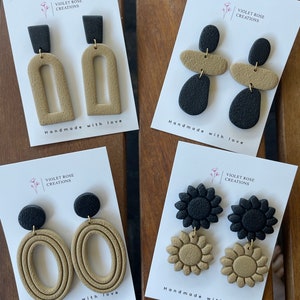 Black & Beige Collection | POLYMER CLAY EARRING | Handmade Statement Dangle Earrings