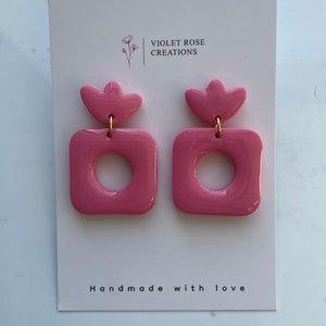 Pink Flower Pot | POLYMER CLAY EARRING | Handmade Statement Dangle Earrings