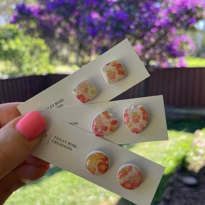 Floral studs | POLYMER CLAY EARRING | Handmade Statement Stud Earrings
