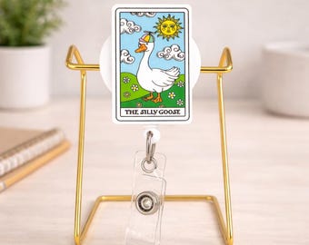 Silly Goose Tarot Badge Reel | Retractable Nurse ID Holder, Acrylic Clip