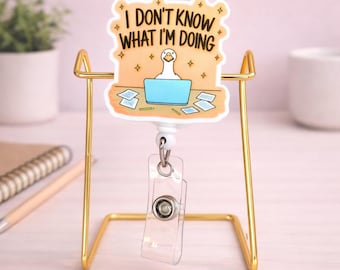 Retractable Badge Reel | Sarcastic Duck Laptop ID Holder | Nurse Healthcare Acrylic Tag
