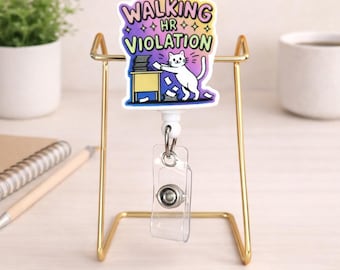 Retractable Badge Reel | Sarcastic Cat HR Violation ID Holder Clip