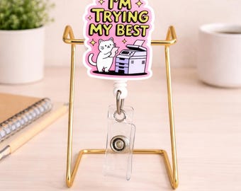 Retractable Badge Reel | Sarcastic Cat Nurse ID Holder | Swivel Clip Lanyard