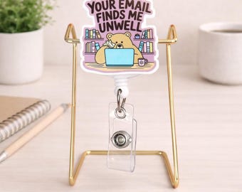 Retractable Badge Reel | Sarcastic Bear Acrylic ID Holder | Nurse Lanyard Clip