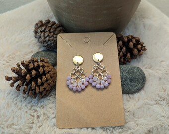 Gold plated copper wire flower earrings (handmade) A