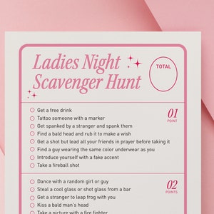 Birthday Scavenger Hunt Girls Night Out Scavenger List Bachelorette