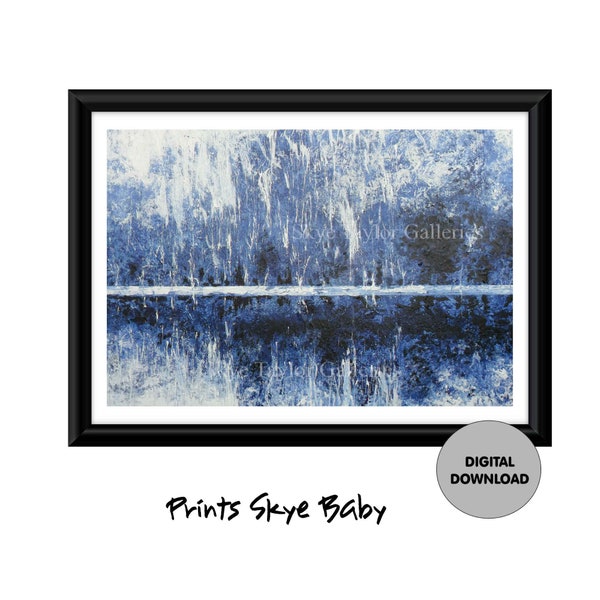 A Blue Abstract Tree Print - Retro Wall Decor  - Apartment Print  - Bedroom Painting -  Trendy Printable Wall Art - Prints Skye Baby