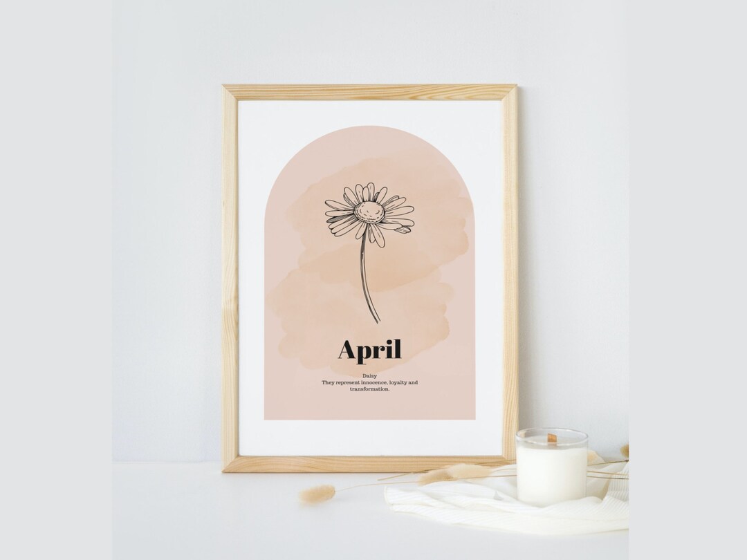 April Daisy Birthflower Wall Art Prints | Boho Minimalist Home Decor ...