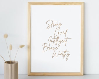 Bevestiging typografie muurkunst | Minimalistische typografie | Afdrukbare muurkunst