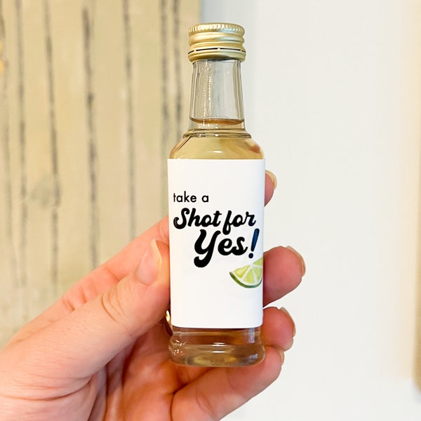 Take a Shot For Yes Bridesmaid Proposal Stickers (Sheet of 6), Bridesmaid Proposal Gift Ideas, Take a Shot For Yes Tags, Mini Liquor Tags