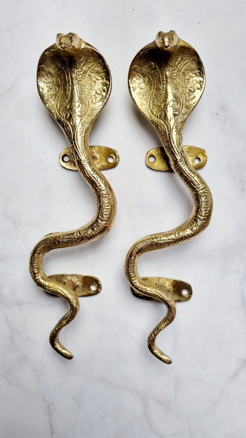 Brass Snake Door Handle Brass Door Handle Cobra Door Handle Etsy