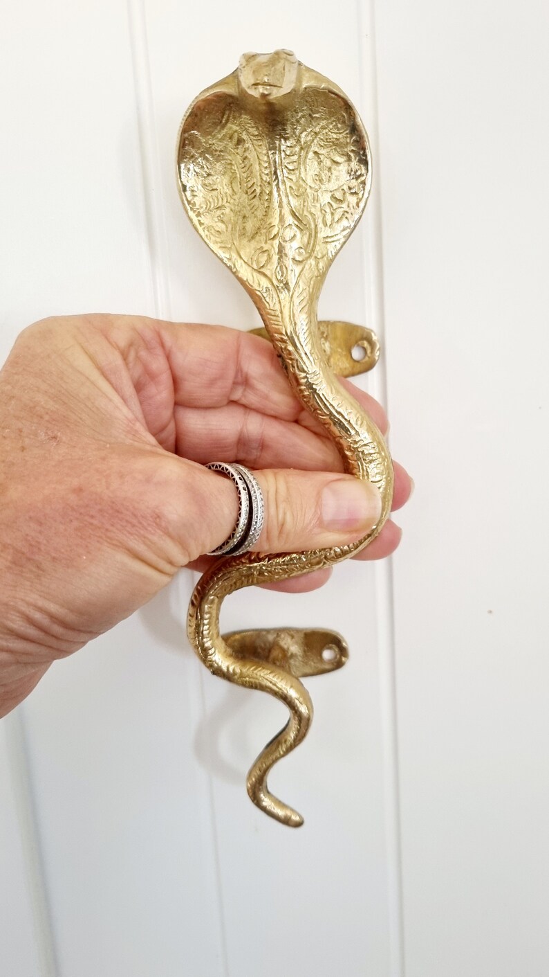 Brass Snake Door Handle Brass Door Handle Cobra Door Handle Etsy