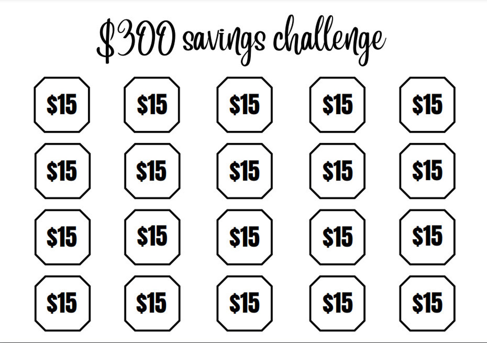 300 Dollar Savings Challenge Etsy