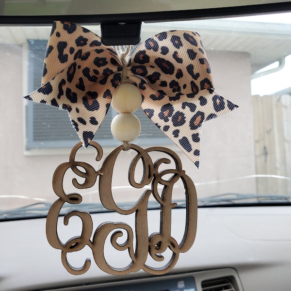 Car charm rear view mirror | car mirror charm | car freshie | Letter monogram car charm | car accessories Personalizable