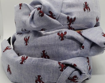 Crawfish Print Knotted Headband, Seafood Boil Hair Accessory