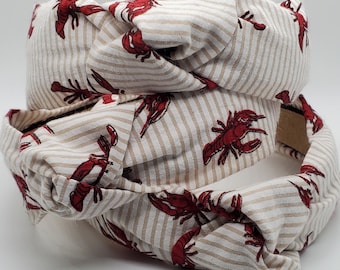 Handmade Crawfish Knotted Headband, Seafood Boil Hair Accessory
