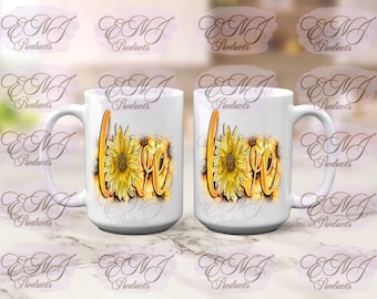LOVE, Sunflower, Ceramic Mug