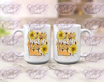 You make my Heart Smile, Sunflower, Ceramic Mug