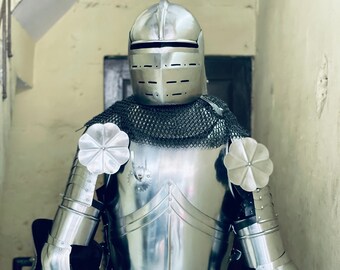 Halloween Middeleeuwse Ridder Harnas ~ 15e-eeuwse Combat Full Body Wearable Suit of Steel Armor ~ Crusader Larp Armor ~ Cadeauartikelen