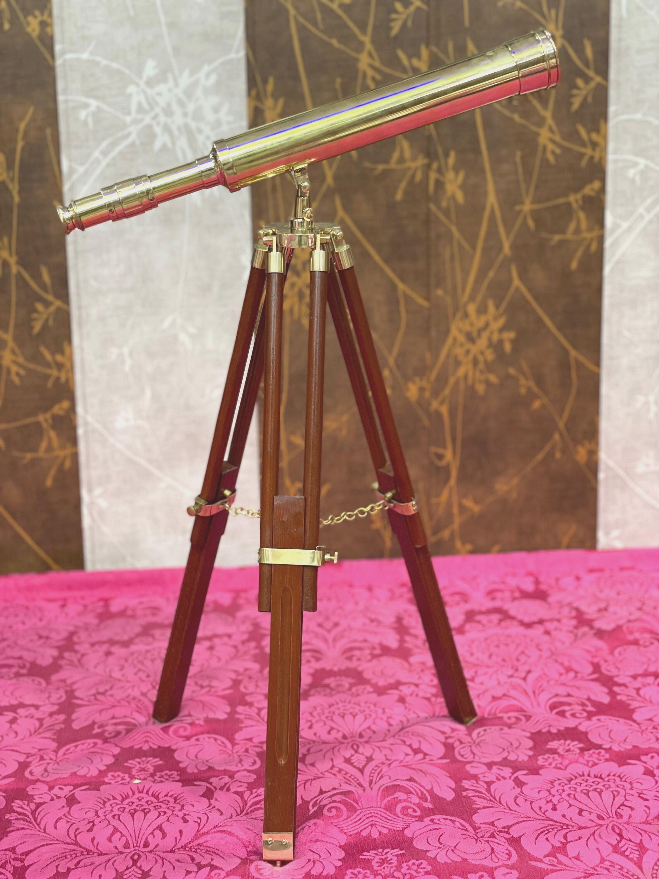 Victorian Marine Brass Navy 18" Nautical Telescope ~ Single barrel with wooden tripod stand Perfect Spyglass Telescope ~ Gift Item