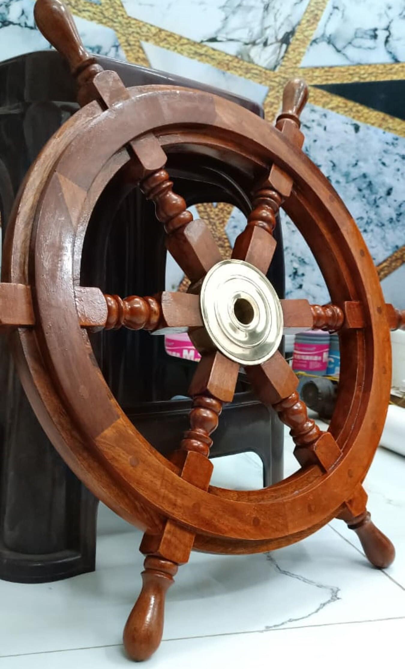 Decorazione Per La Casa Nautica Da Appendere Alla Parete Con Ancoraggio Per Nave In Legno Vintage Mederraneo, Decorazione Per Sfondo Di Arte Della Parete Marina Retrò - Foto 8