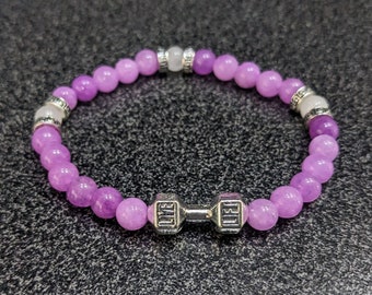 Lilac Chalcedony & Moonstone Dumbbell Bracelet
