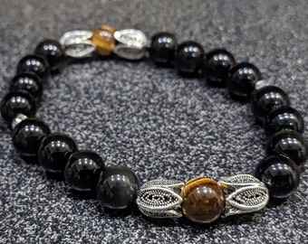 Obsidian Flower Bracelet