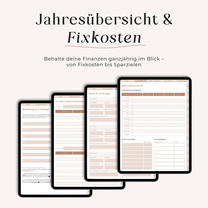 Digital Budget Planner (German) · Financial Planner for GoodNotes, Notability, XODO, Noteshelf · iPad + Tablet Planner · BEIGE image 4