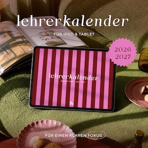 Lehrerkalender 2026/2027 digital für Lehrer:innen | Interaktiv & minimalistisch | Planer für GoodNotes etc. | STRIPES